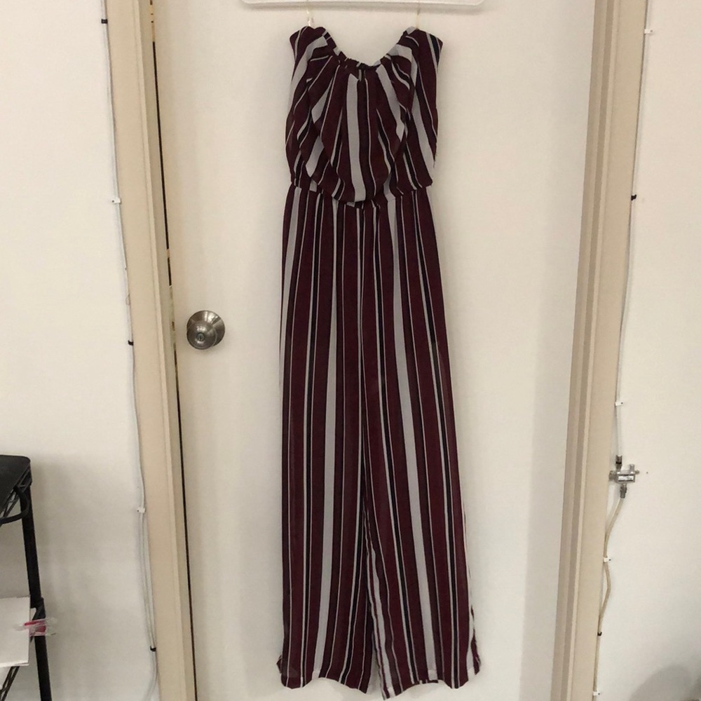 Strapless striped jumpsuit